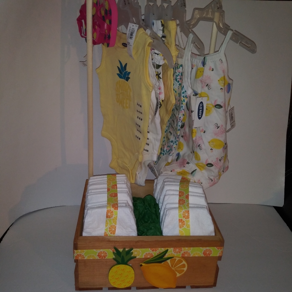 Custom Montessori Closet Wood Handmade Baby Shower Gift Lemon Fruit Summer